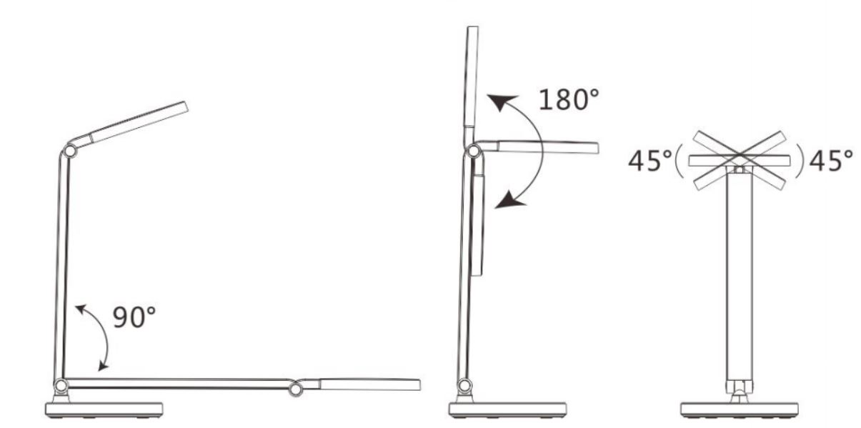 Lampe de table avec miroir et régulable dimensions